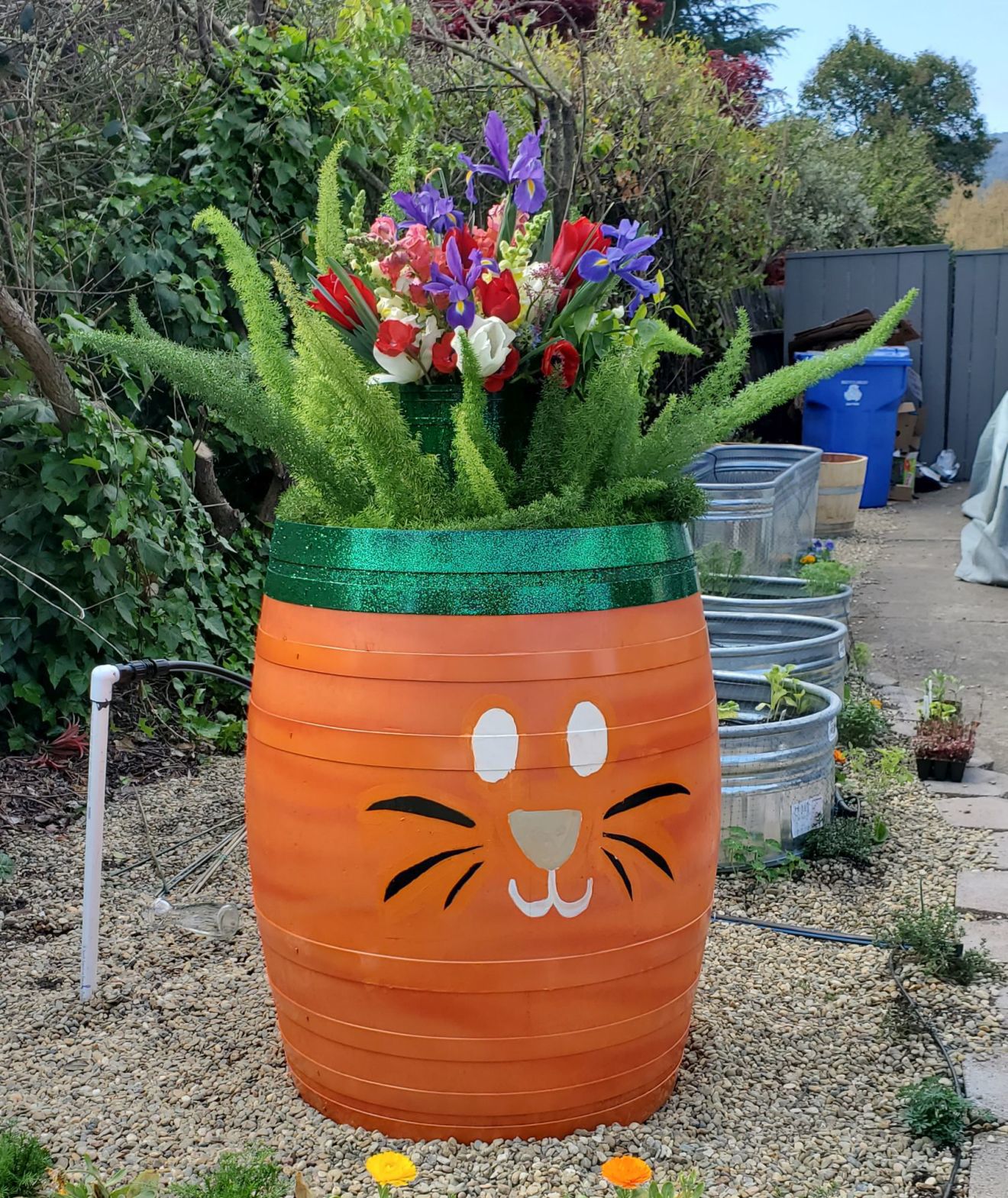Easter barrel and planter, April 12, 2020